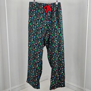 Old Navy x Disney Pajama Pants Womens 3X Green Mickey Minnie Holiday Flannel